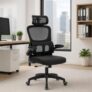 Cadeira de Escritório Suporte Lombar Ergonômico Malha Respirável Mesh Apoio Cabeça Confortavél Ar…