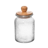 WOLFF – Porta Mantimento de Vidro Martelado com Tampa de Bambu 1L — 29% OFF