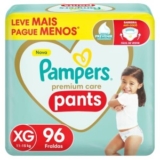 Fralda Pampers Premium Care Pants XG 96 Unidades: de R$ 182,45 por R$ 132,28